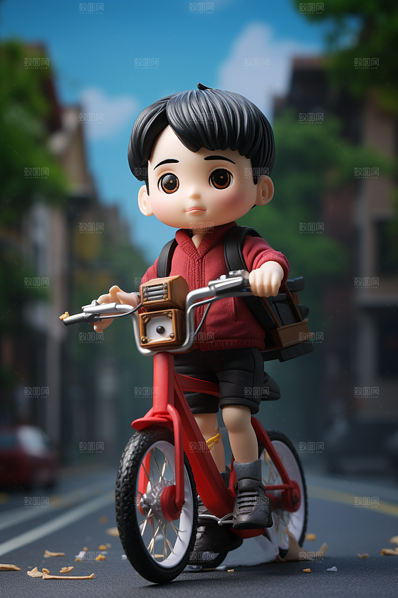 骑车学生阳光校园模型