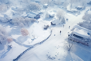 东北雪乡景区高清素材