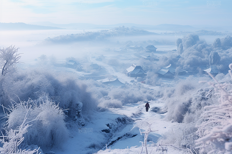 东北雪乡风光大雪素材