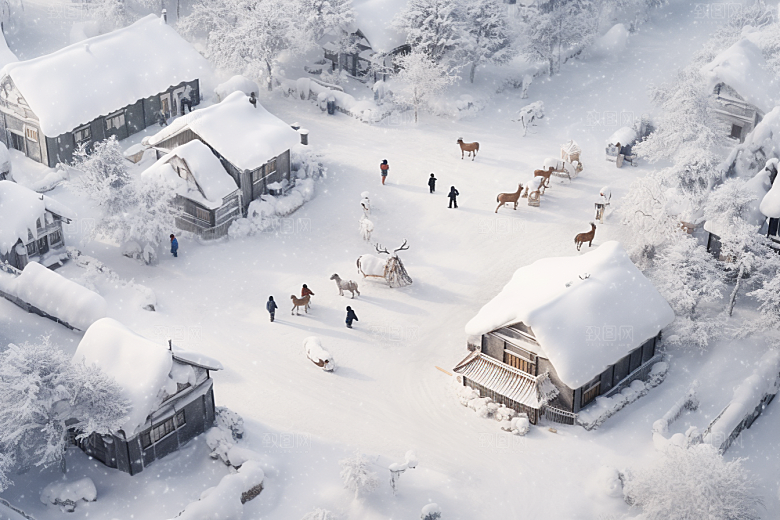 东北雪乡景区哈尔滨素材