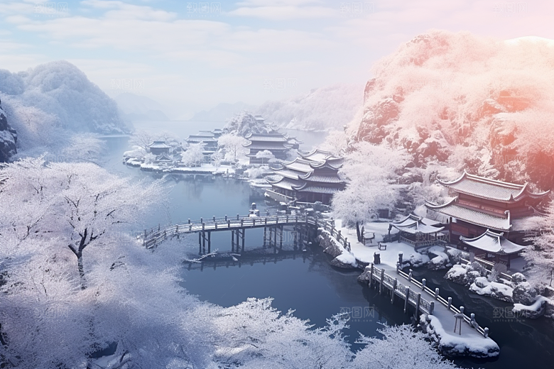 东北雪乡雪景大雪素材