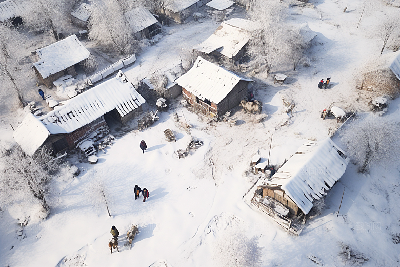 东北雪乡雪景北方素材