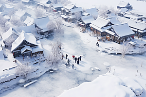 东北雪乡旅游雪景素材