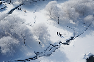 东北雪乡高清雪景素材