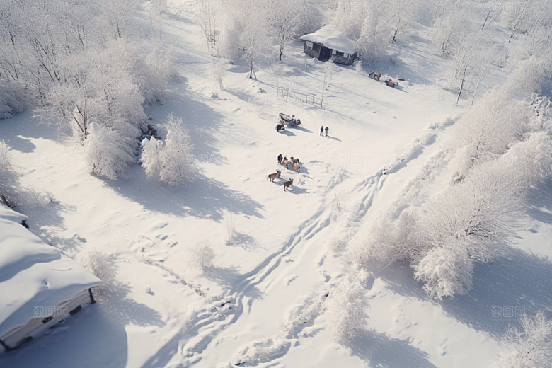 东北雪乡雪景哈尔滨素材