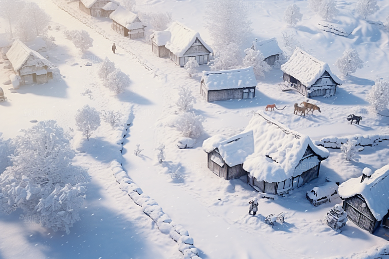 东北雪乡景区高清素材