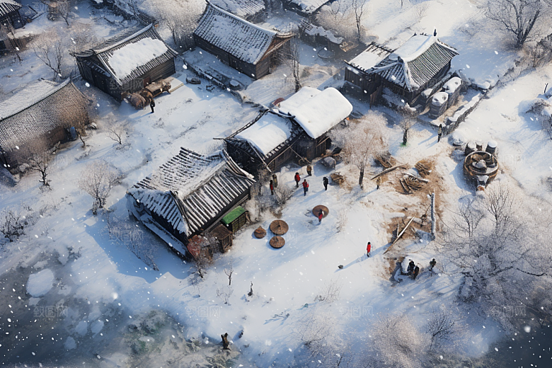 东北雪乡景区大雪素材