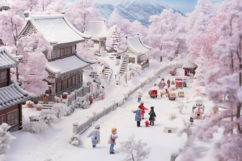 东北雪乡大雪景区素材
