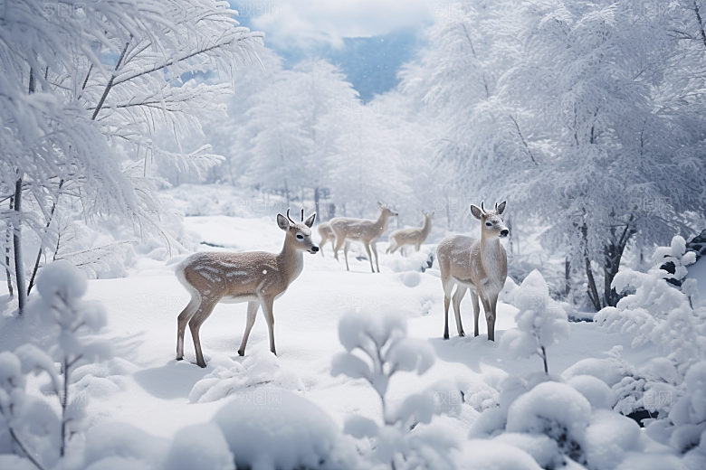 东北雪乡雪景大雪素材