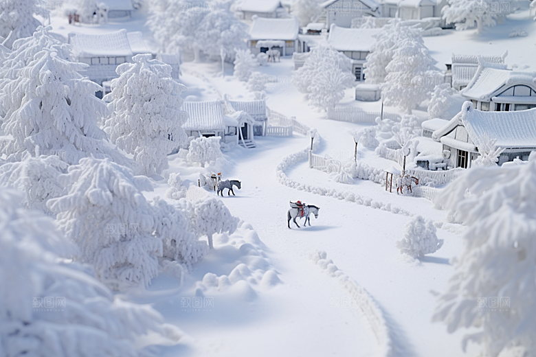 东北雪乡雪景哈尔滨素材