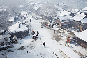 东北雪乡雪景大雪素材