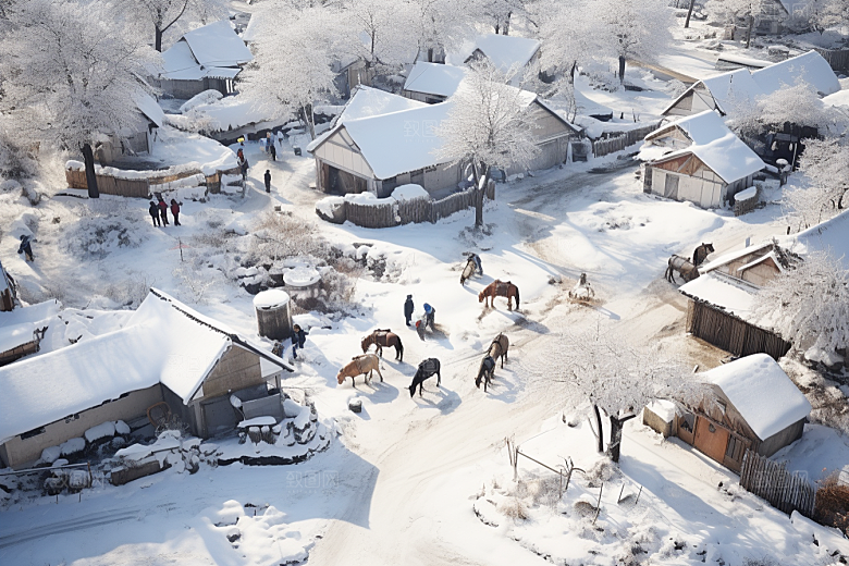 东北雪乡风光景区素材