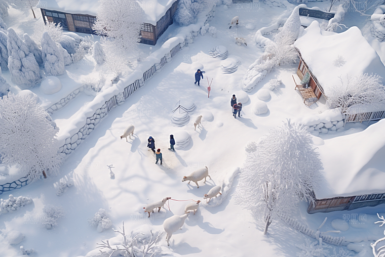 东北雪乡景区高清素材