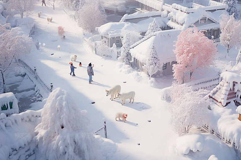 东北雪乡哈尔滨大雪素材