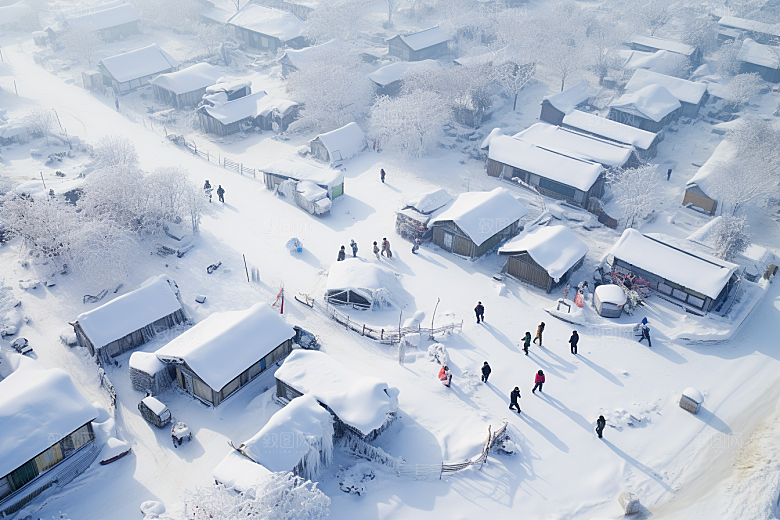 东北雪乡高清哈尔滨素材
