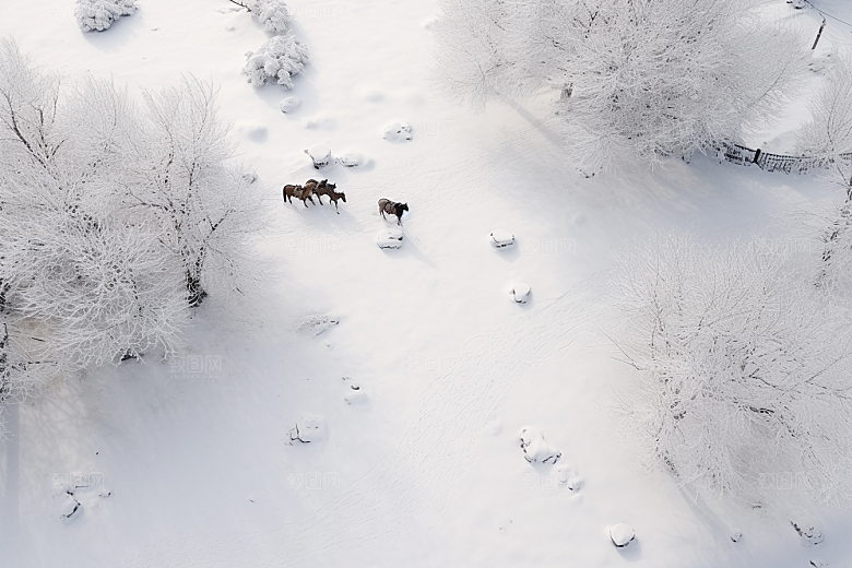 东北雪乡雪景景区素材