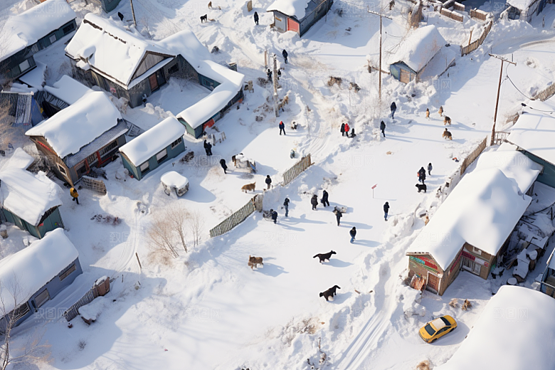 东北雪乡景区大雪素材