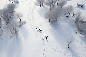 东北雪乡景区雪景素材