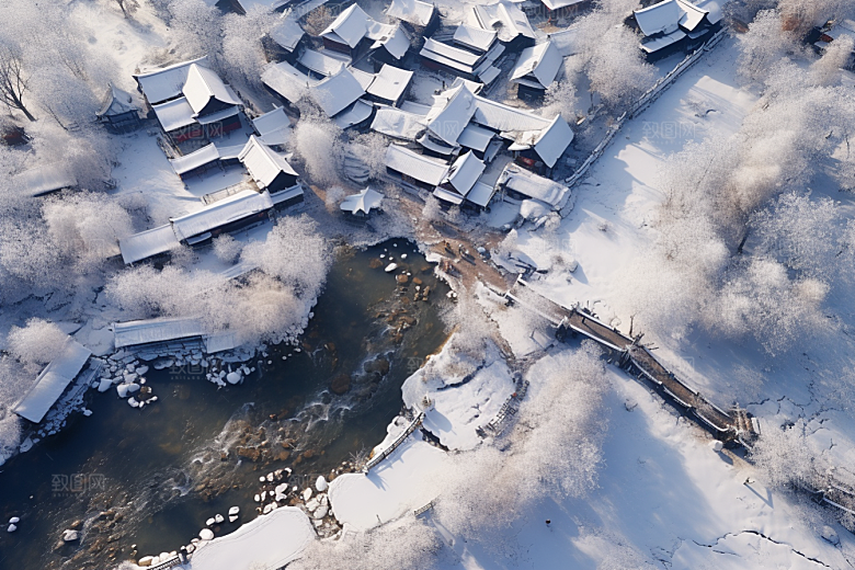 东北雪乡景区高清素材