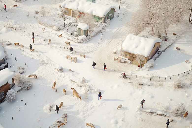 东北雪乡景区大雪素材