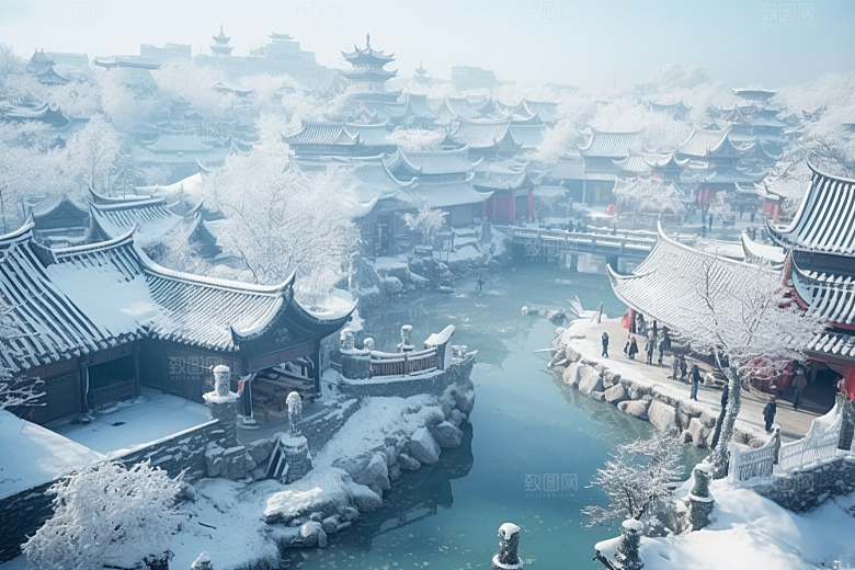东北雪乡大雪雪景素材
