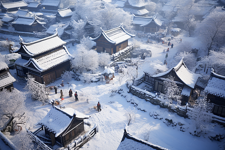 东北雪乡大雪风光素材