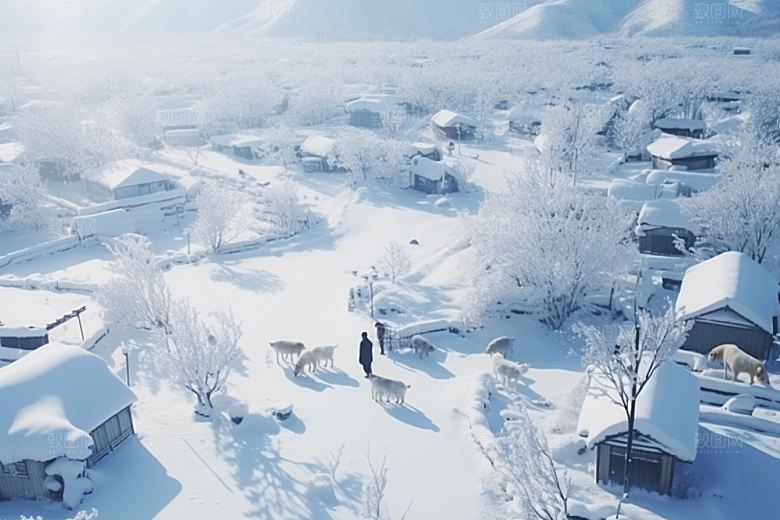 东北雪乡景区哈尔滨素材