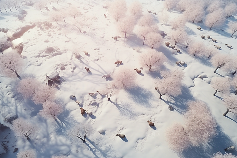 东北雪乡雪景景区素材
