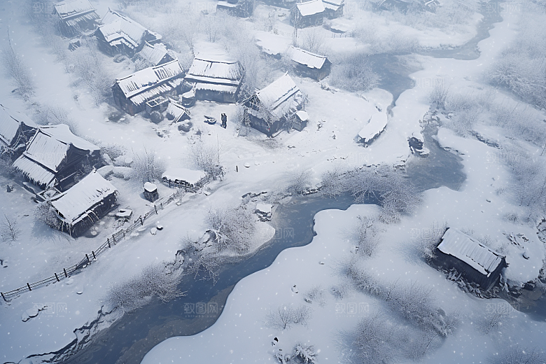 东北雪乡风光雪景素材