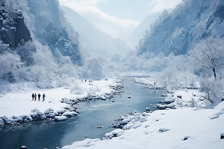 东北雪乡景区雪景素材