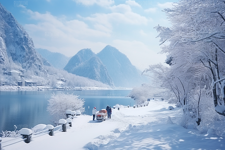 东北雪乡大雪雪景素材