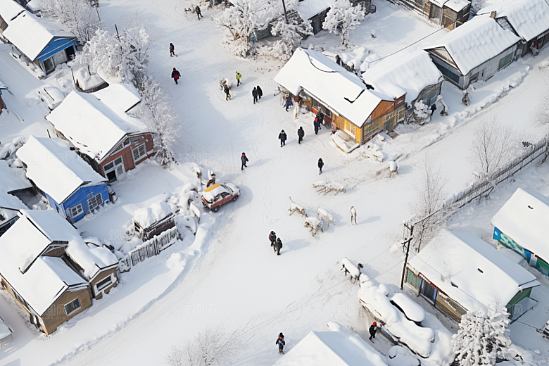 东北雪乡高清雪景素材