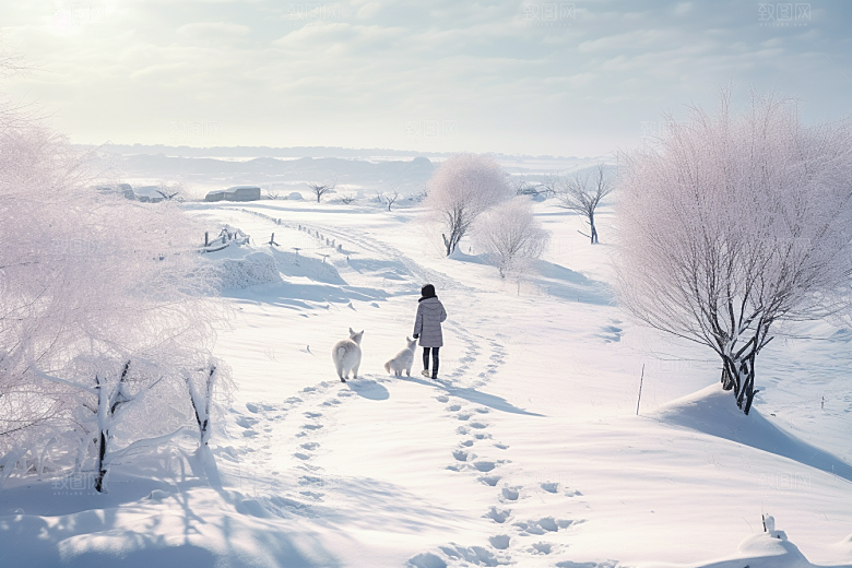 东北雪乡旅游雪景素材