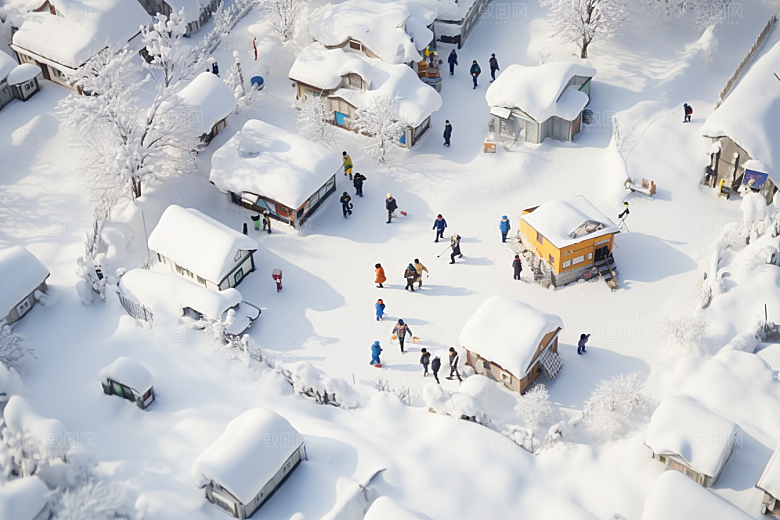 东北雪乡大雪风光素材