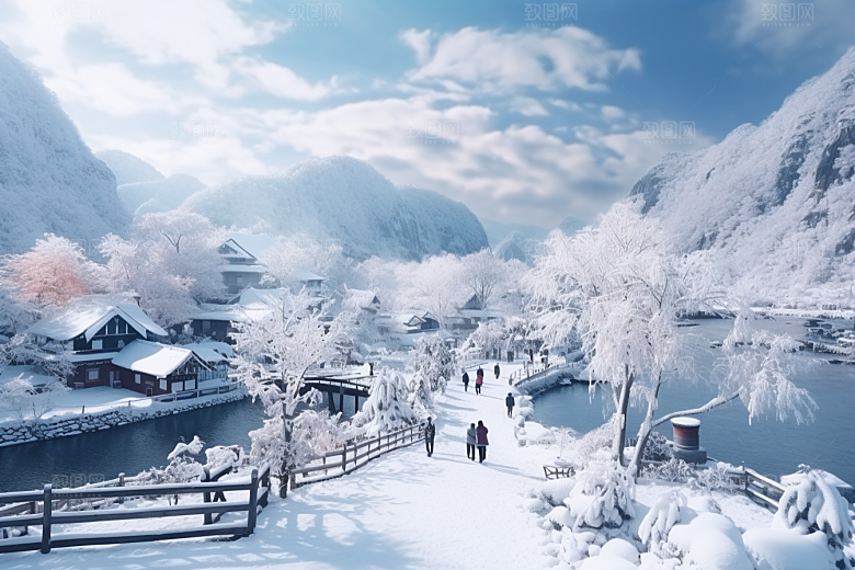 东北雪乡风光大雪素材