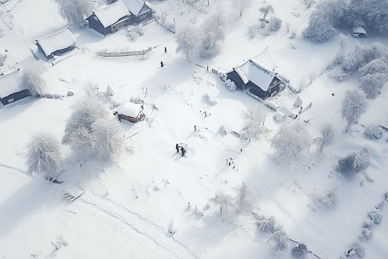 东北雪乡风光大雪素材
