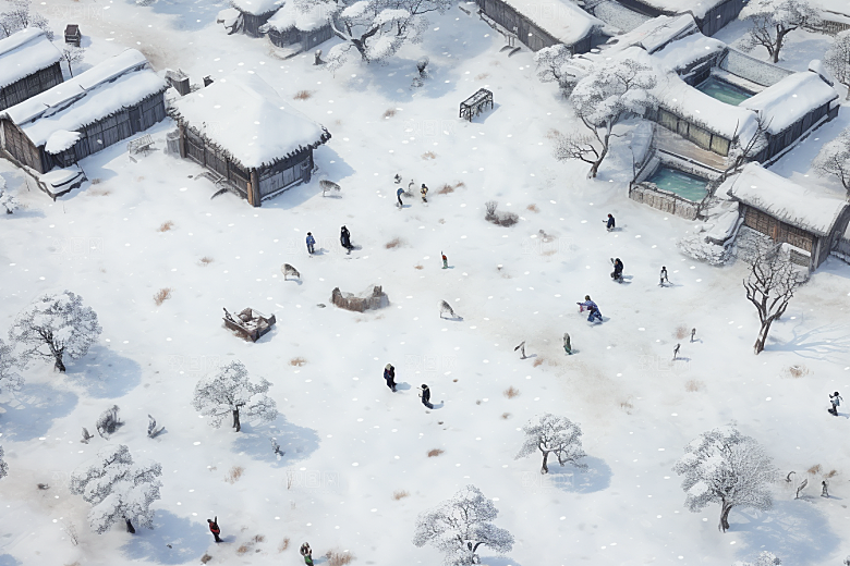 东北雪乡景区大雪素材