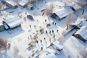 东北雪乡雪景大雪素材