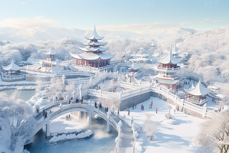 东北雪乡风光旅游素材
