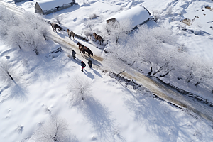 东北雪乡景区风光素材