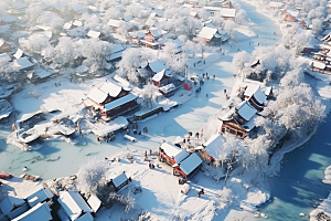 东北雪乡雪景高清素材