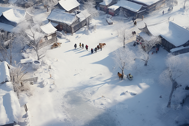 东北雪乡风光景区素材