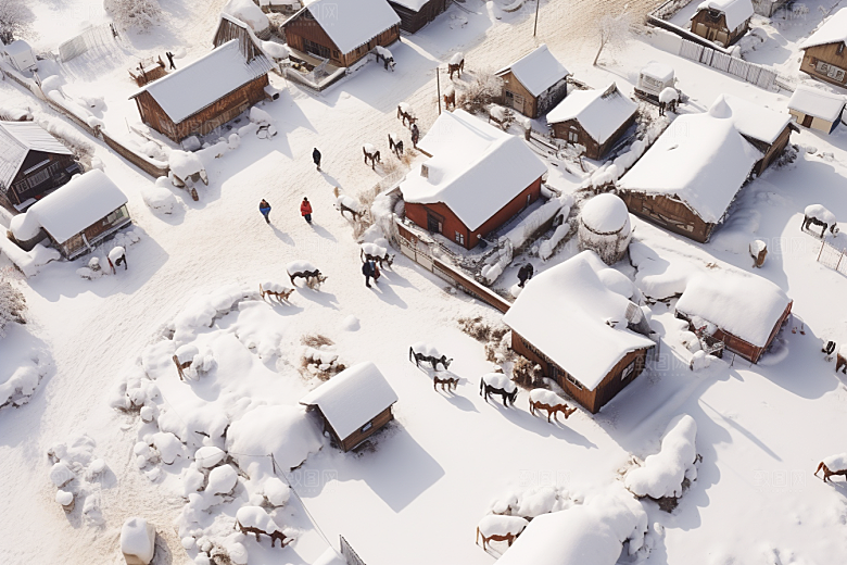 东北雪乡景区大雪素材