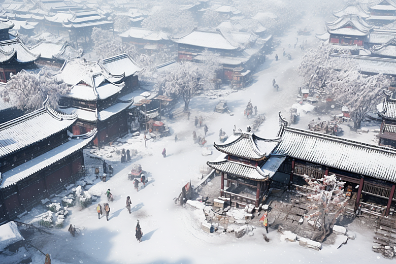 东北雪乡雪景景区素材