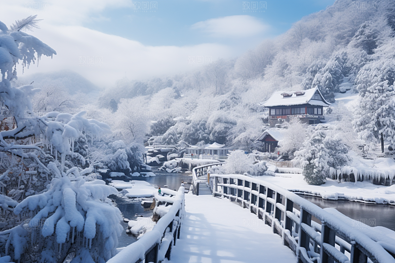 东北雪乡景区雪景素材