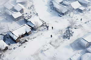 东北雪乡雪景大雪素材