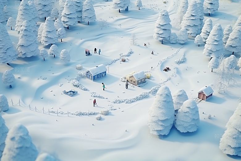 东北雪乡景区风光素材
