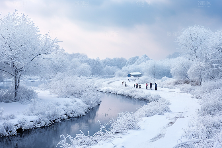 东北雪乡风光雪景素材