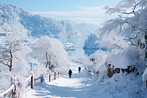 东北雪乡景区雪景素材