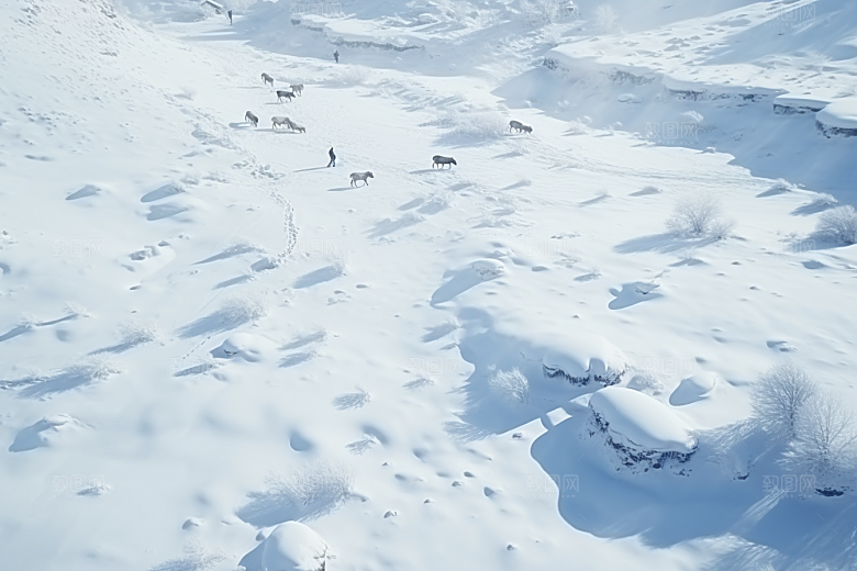 东北雪乡景区大雪素材